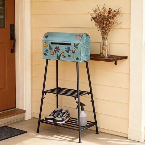 Mailboxes with Stand,Metal Mailbox and Stand Combination - Decorative Mailbox for Parcels, Envelopes & Garden Storage