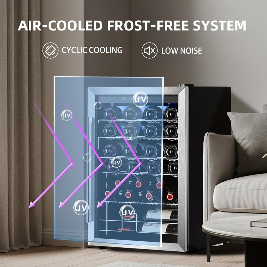 Wine Cooler Refrigerator, Freestanding Wine Fridge with Adjust Temperature（32°F-