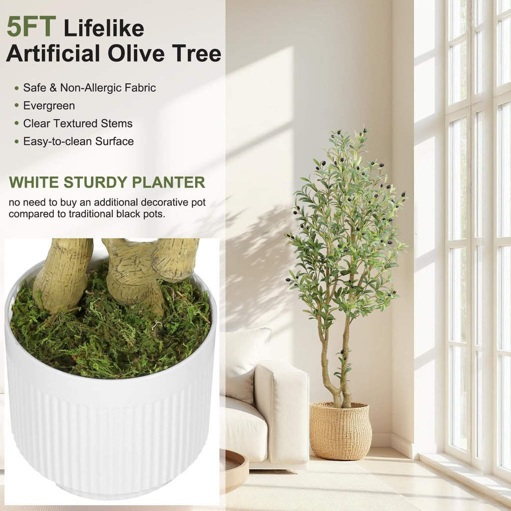 5FT Artificial Olive Tree Indoor Living Room Office Entryway Decor
