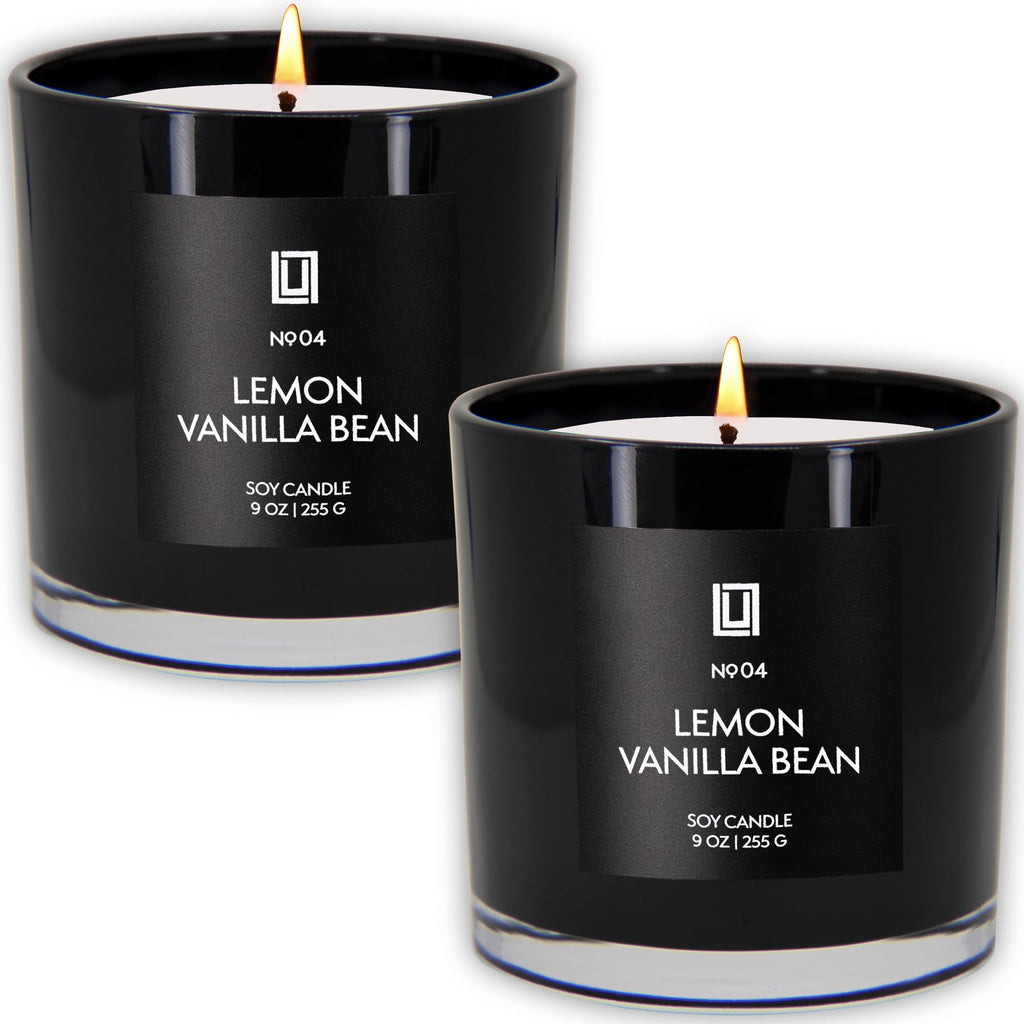 Lemon & Vanilla Bean | Luxury Scented Soy Jar Candle | Hand Poured in The USA | Highly Scented & Long Lasting (9 Oz.