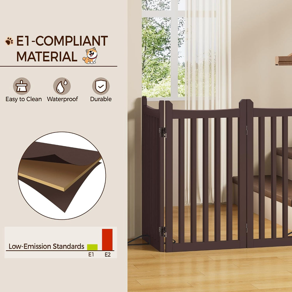 36in 4-Panel Wooden Freestanding Pet Gate for Indoors Espresso