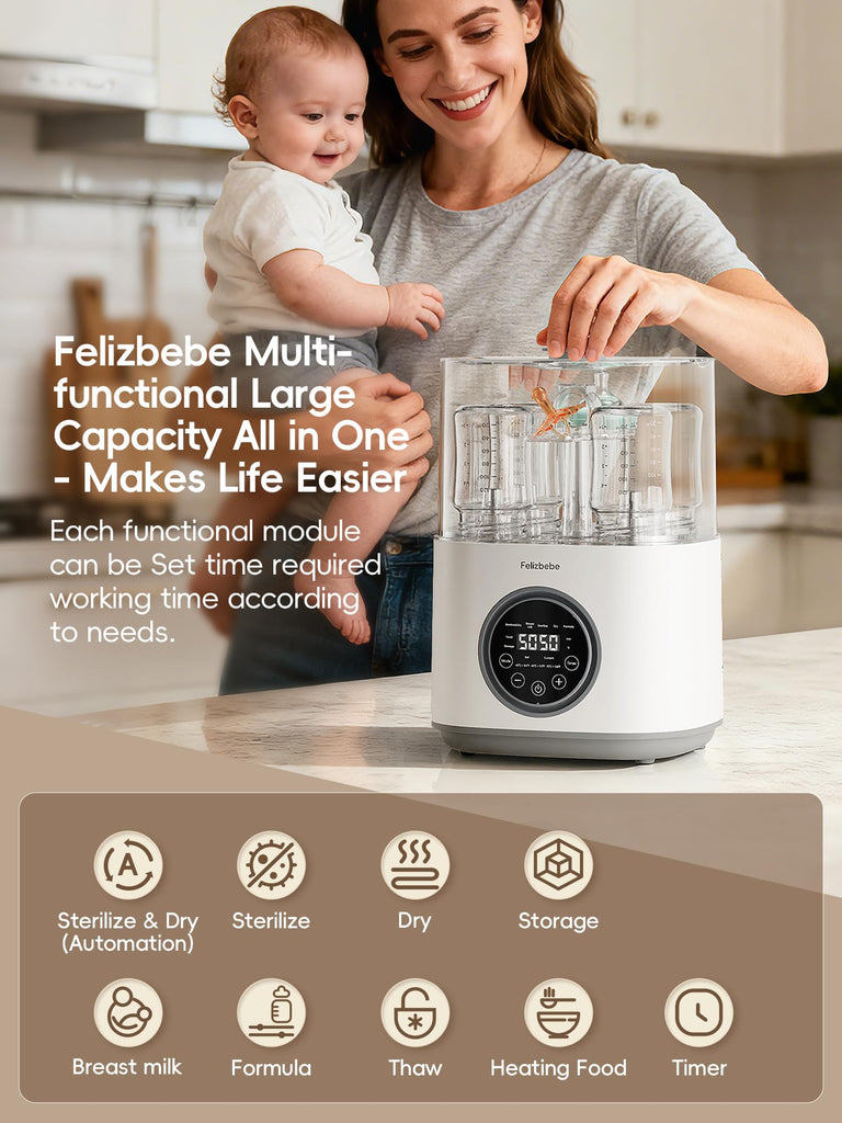 Feilizbebe Electric Steam Baby Bottle Sterilizer and Dryer and Warmer, Bottle Storage Sterile / Bottle Warmer /