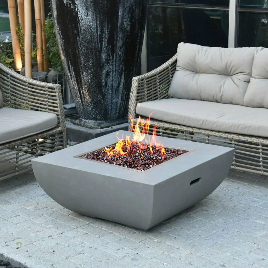 24" Square Fire Pit Flat Pan with Burner Ring, 147, 000 BTU