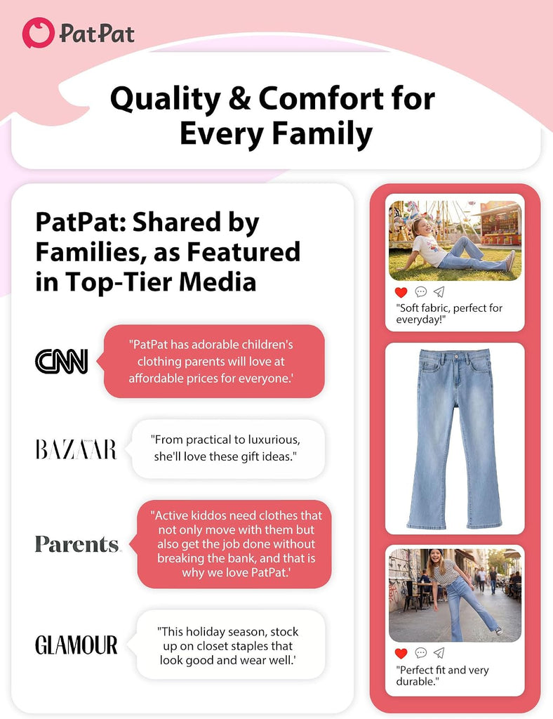 Girls Bootcut Jeans Stretch Denim Pants with Elastic Mid-Waist