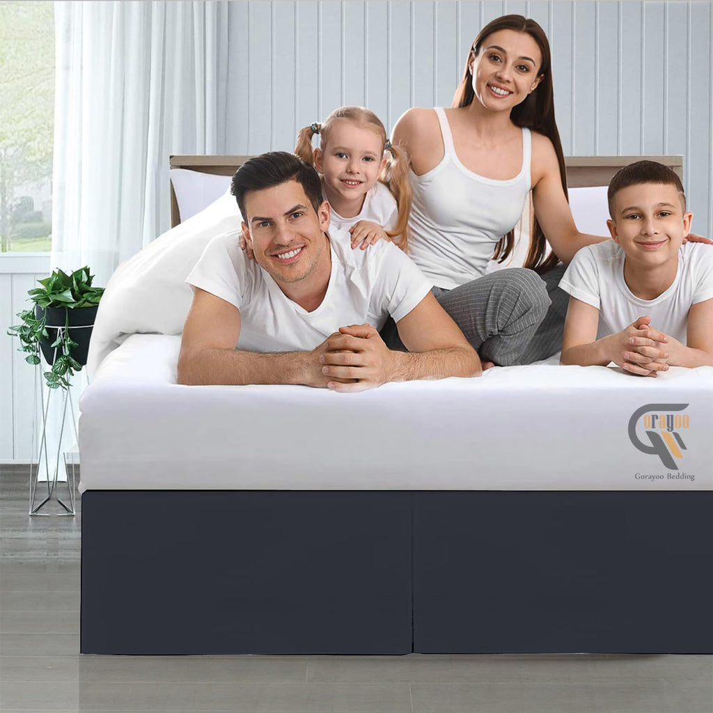 Box Pleated Bed Skirt 100% Pure Egyptian Cotton 9 Inch Drop Bed Frame Cover Easy to Put On Hotel Class Luxurious