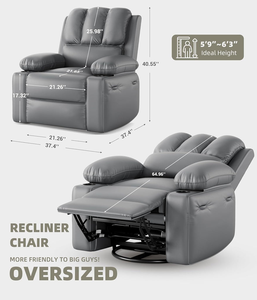 GarveeHome Recliner Chairs, Classic Manual Leather Recliner