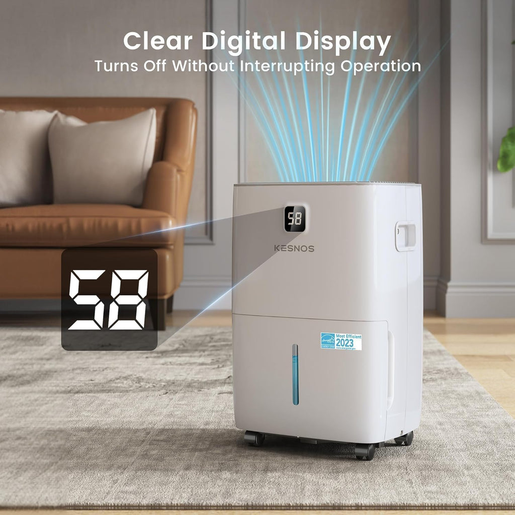 80 Pints Energy Star Dehumidifier for Home, Basement with Drain Hose, Front LED Display and 1.06 Gal Water Tank