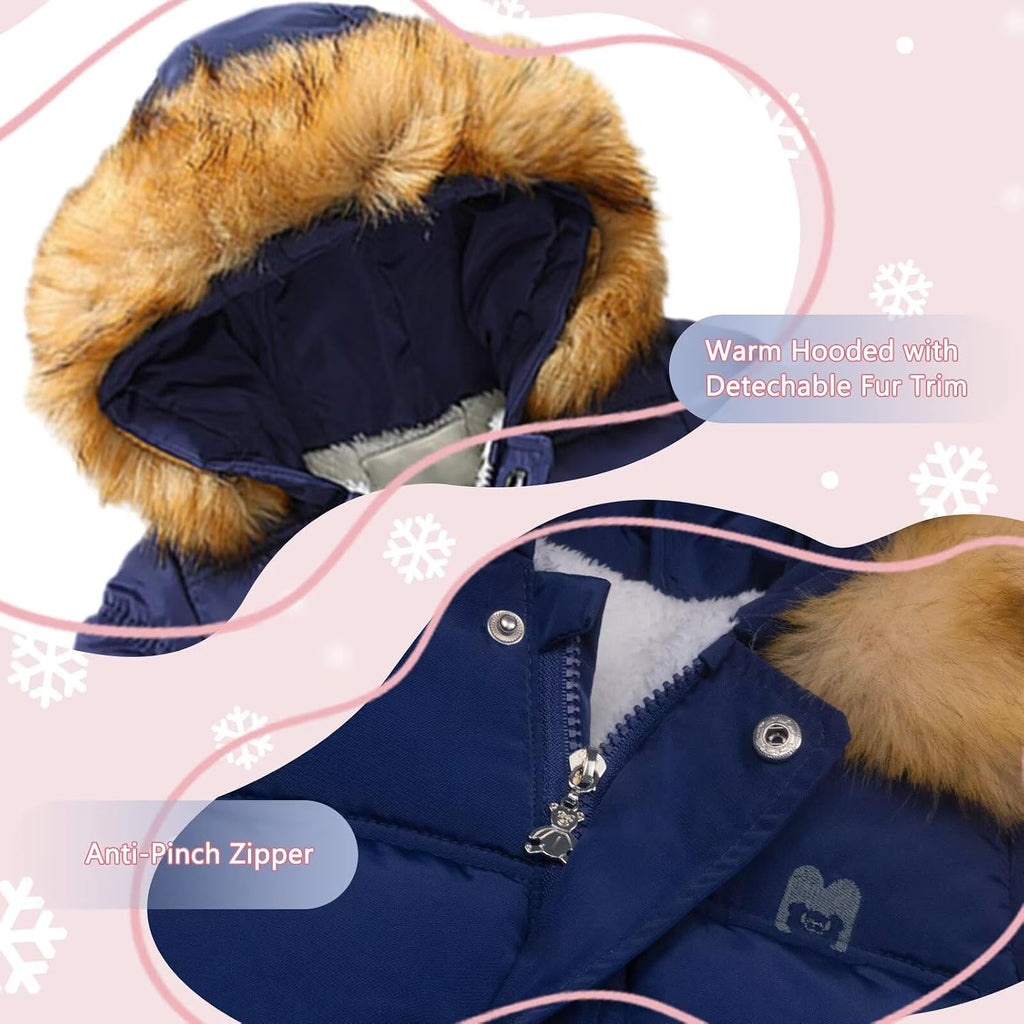 Baby Boys Girls Snowsuit Infant Toddler Cute Down Jackets Hooded Coat