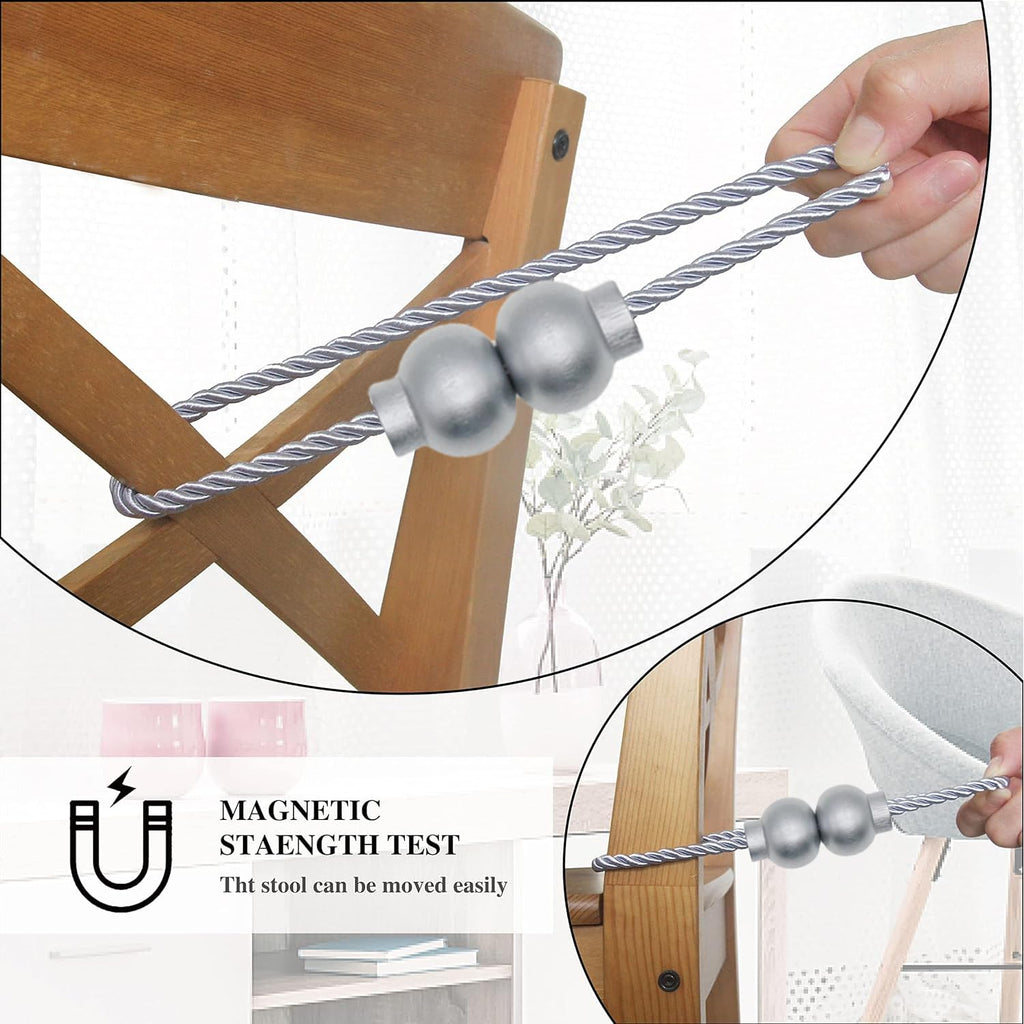 Magnetic Curtain Tiebacks Modern Handmade Rope Curtain Tie Backs Grey - 2Pcs