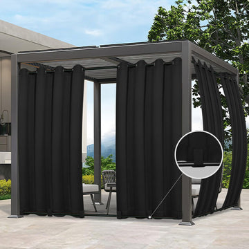 Outdoor Curtains 1 Panel, 54x84 inch, Black