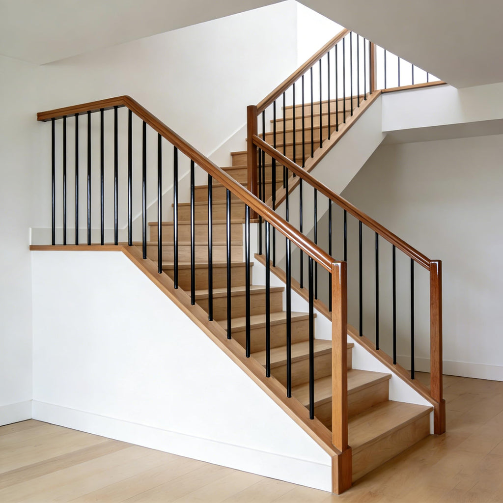 Iron Stair Balusters 5/8" Round Hollow Metal Wrought Iron Spindles for Indoor Staircase & Deck Railing 44" Long Plain