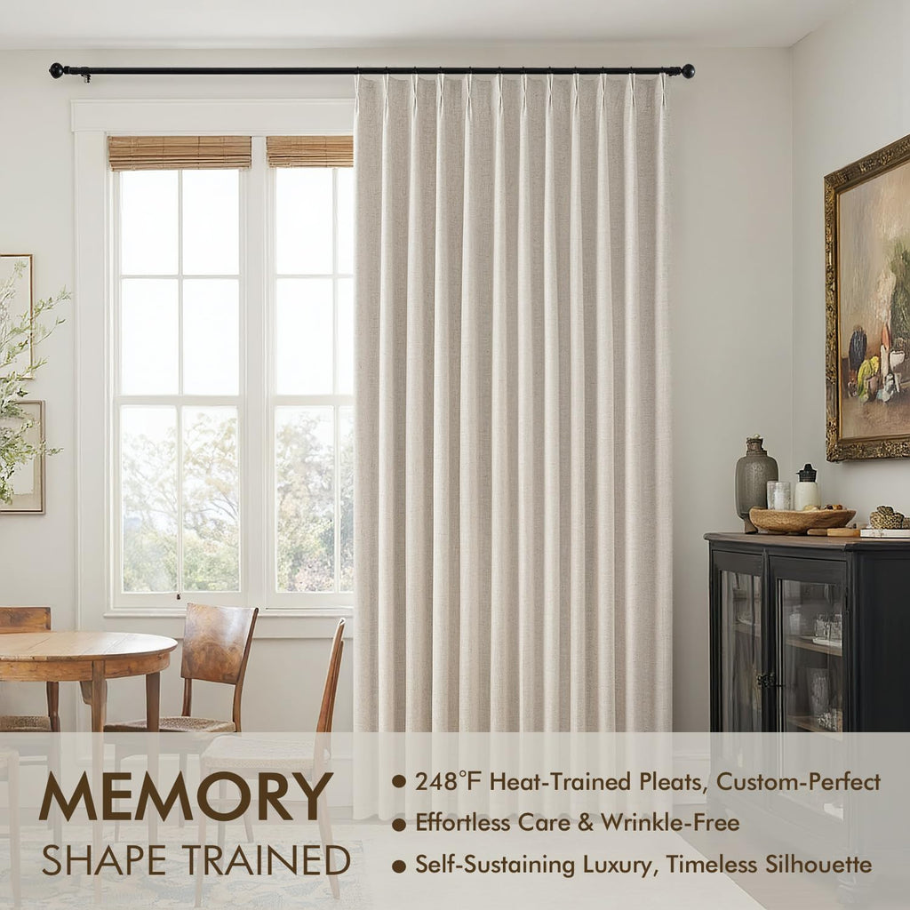 Chambray Blue Pinch Pleated 100% Blackout Curtains 40x84 Inches