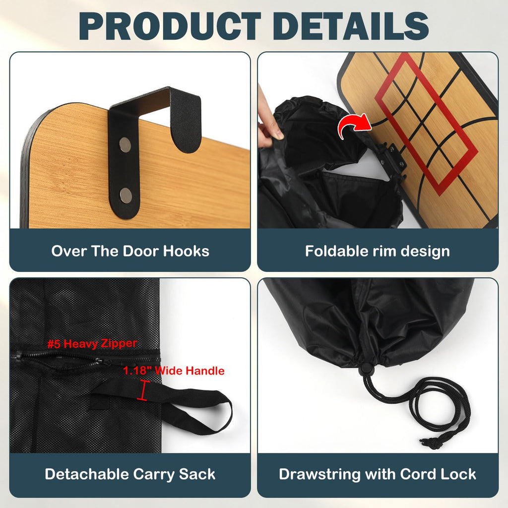 Basketball Laundry Hamper with Removable Zipper Bag and Drawstring
