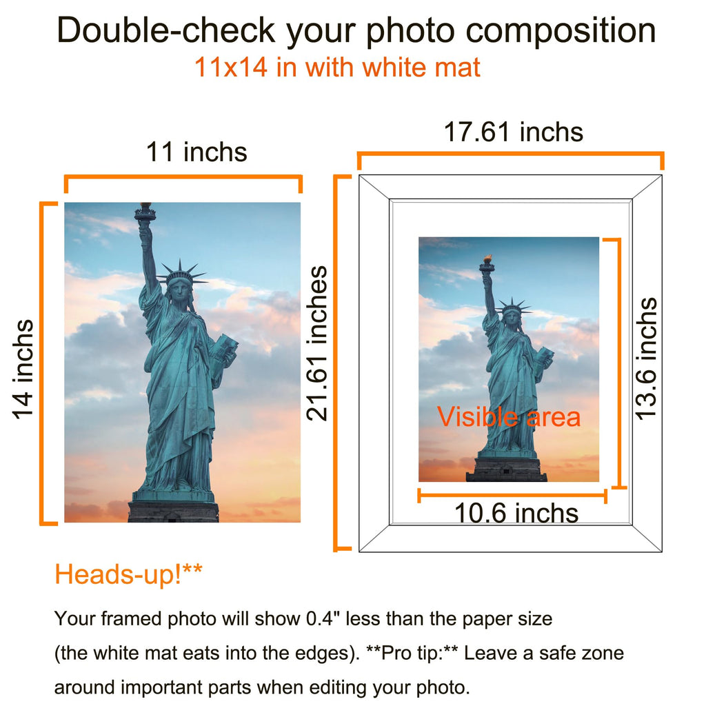16x20 Picture Frame Black, Display Pictures 11x14 with Mat or 16x20 without Mat, Photo Frames Wall Gallery, 1 Pack