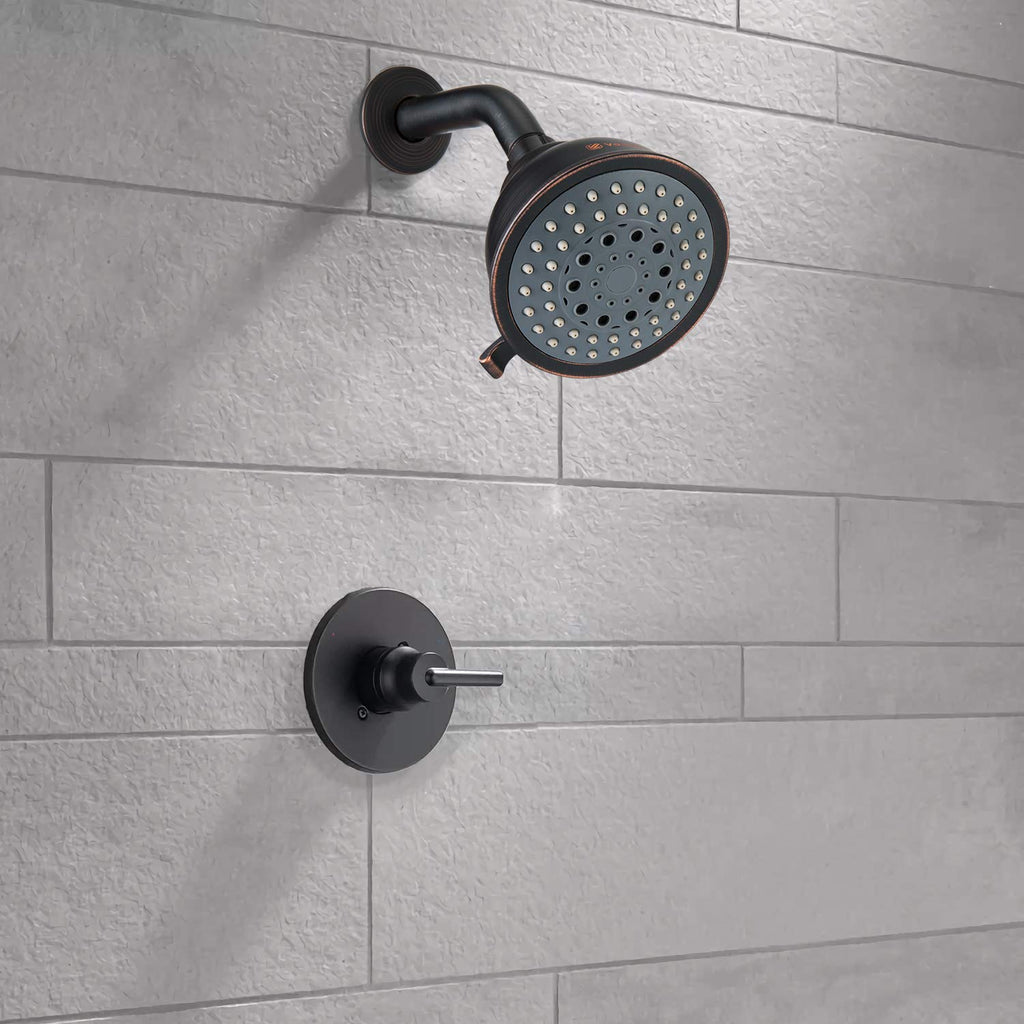 High Pressure Shower Head with Shower Arm - 5 Function Rain Shower Head - Comfortable Shower Experience Even at Low