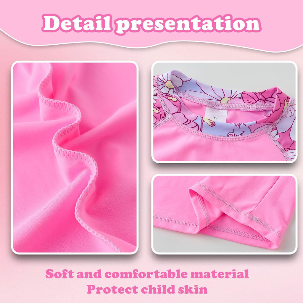 Girls Rash Guard Swimsuit Short Sleeve Bathing Suit Rashguard Sets