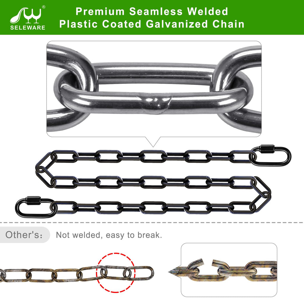 2Pcs 40" Hanging Swing Chain Black Plastic Coated Hanging Chains
