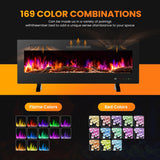 Electric Fireplace 50 Inch, Recessed Wall Mounted and Free Standing Fireplace Heater with Remote Control