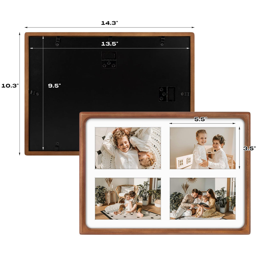 4x6 Collage Picture Frame, Solid Wood & Real Glass, 4 Photos