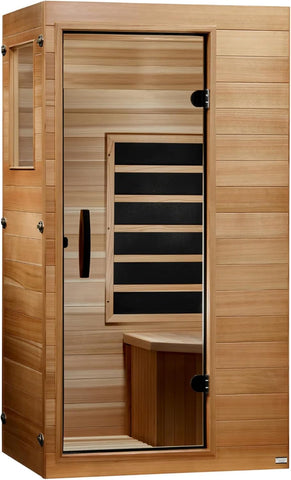 DYNAMIC SAUNAS Elite 1 Person Compact Ultra Low EMF FAR Infrared Sauna with Red Light Therapy & Bluetooth Speakers
