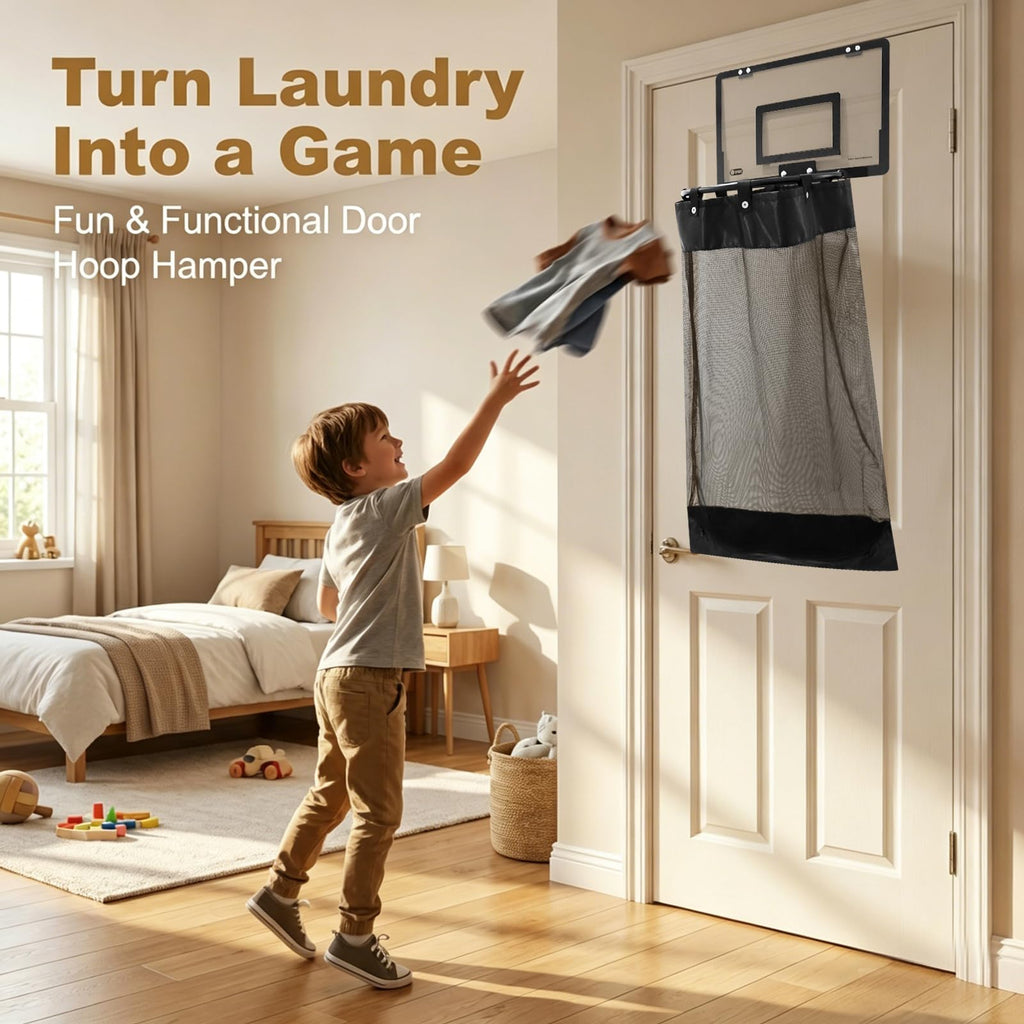 Basketball Hoop Hamper, Over the Door Basketball Hoop Laundry Basket