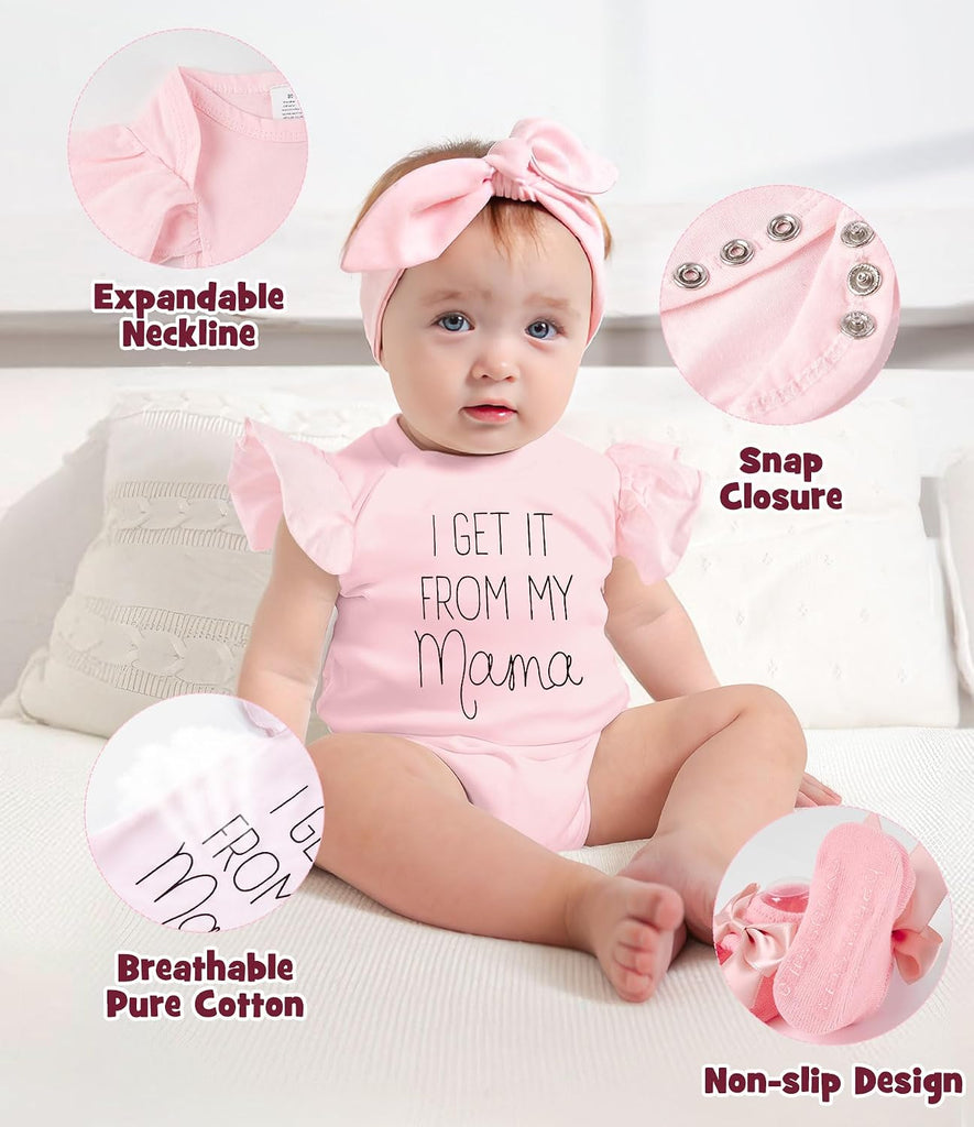 Baby Shower Gifts for Girls, Baby Girl Gifts Baskets with Rattle, Blanket/Bodysuit Set, New Born Essential Stuff