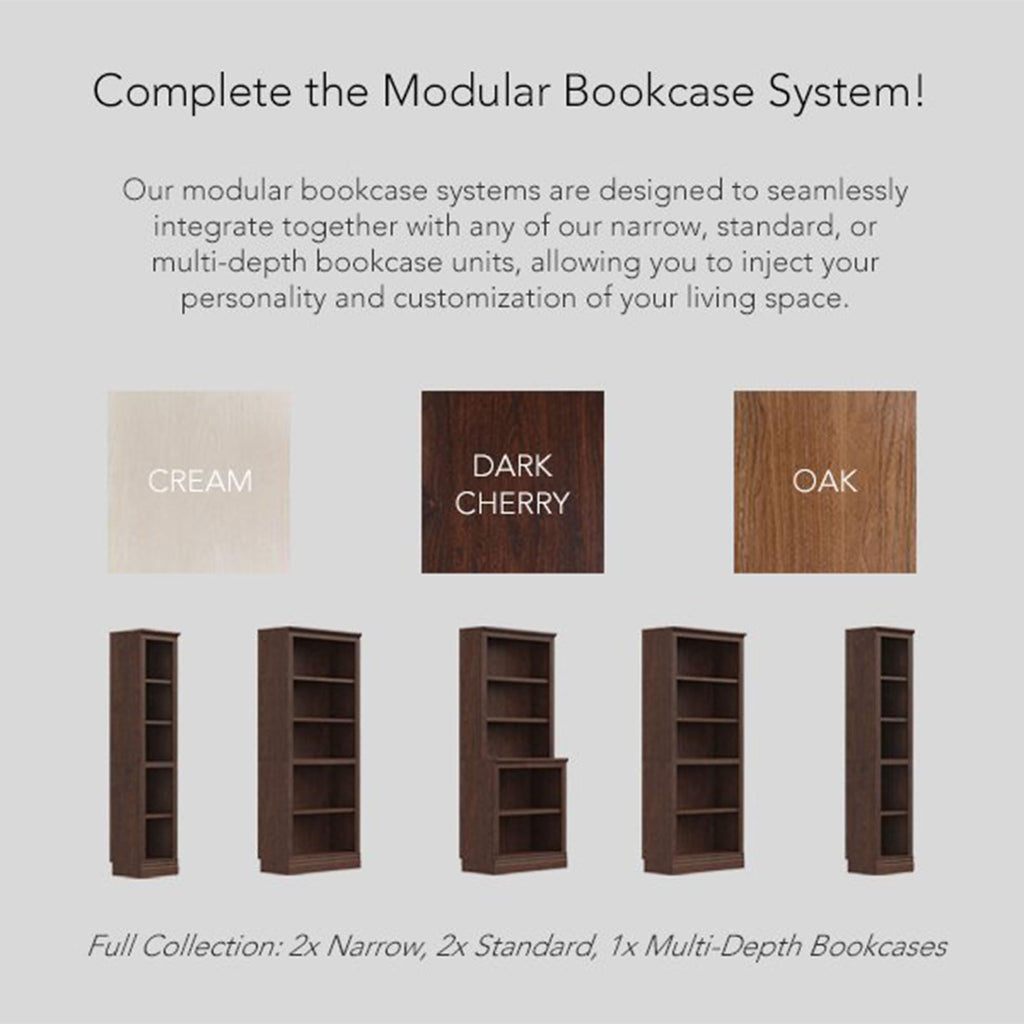 5-Tier Narrow Bookshelf, Adjustable Shelving Unit, Dark Cherry