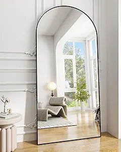 30"X71" Arched Full Length Mirror, Black Large Floor Mirror with Aluminum Alloy Frame Standing Hanging Or Leaning