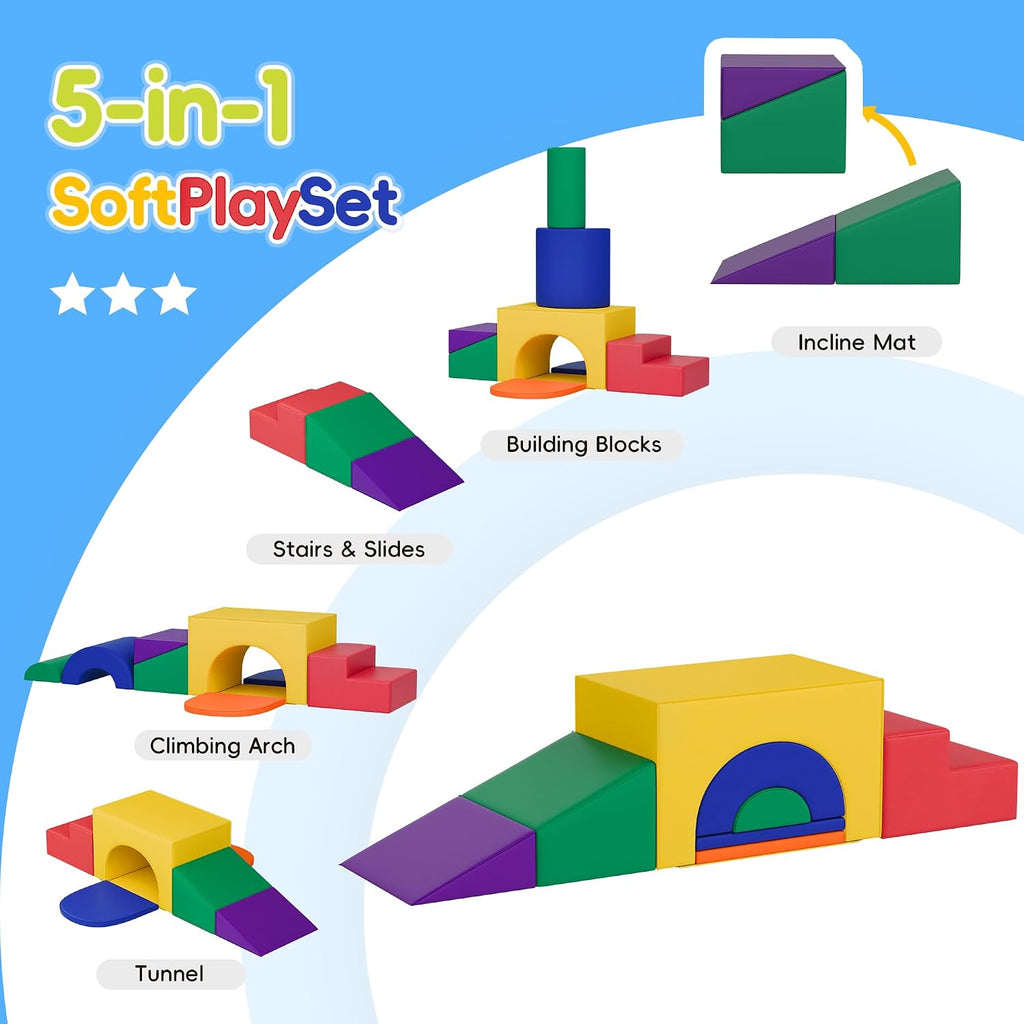 Soft Foam Climbing Blocks Set - Large in-1 Soft Play Toys Crawling & Sliding Climbing Arch for Toddlers, Foam