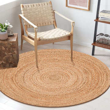 Handcrafted Jute Braided Rug 8 Feet Round - 100% Natural Jute Area Rug - Rustic Farmhouse Boho Accent Rug Bedroom