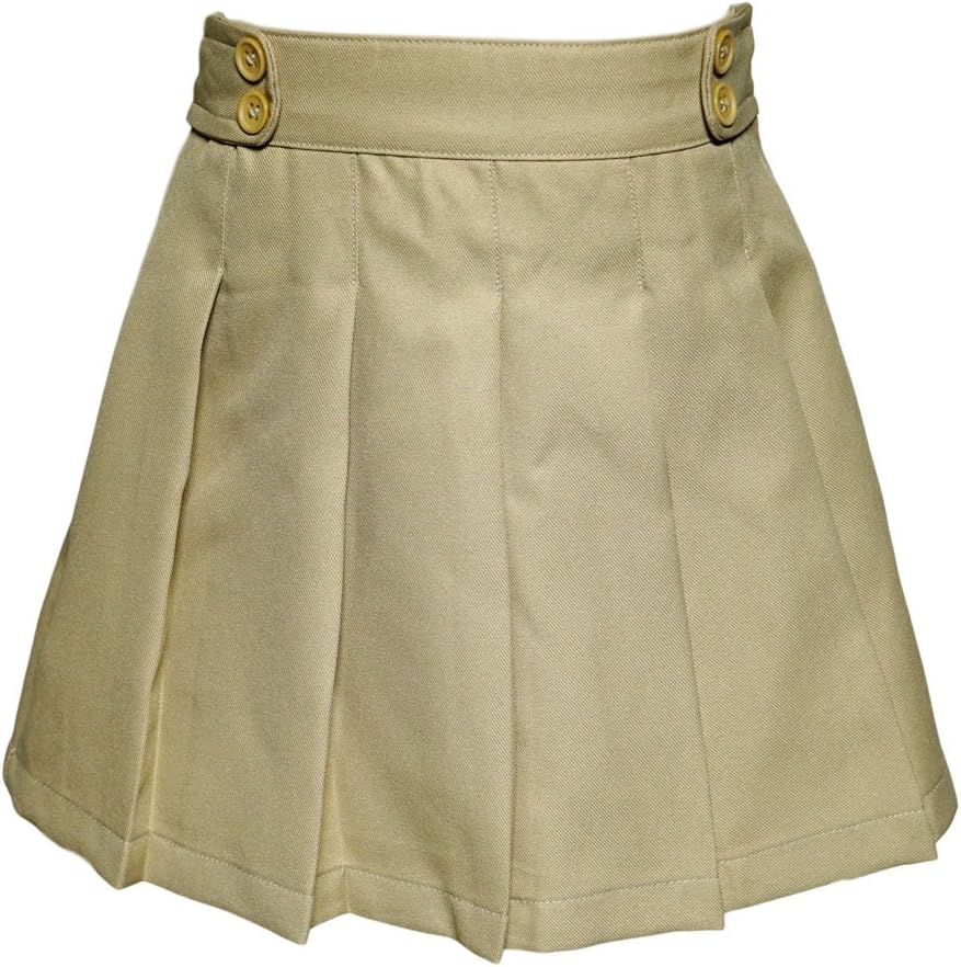 Girls School Uniform Pleated Skirt Scooter,Elastic Back with Built-in Shorts Navy Khaki Black Hunter Green