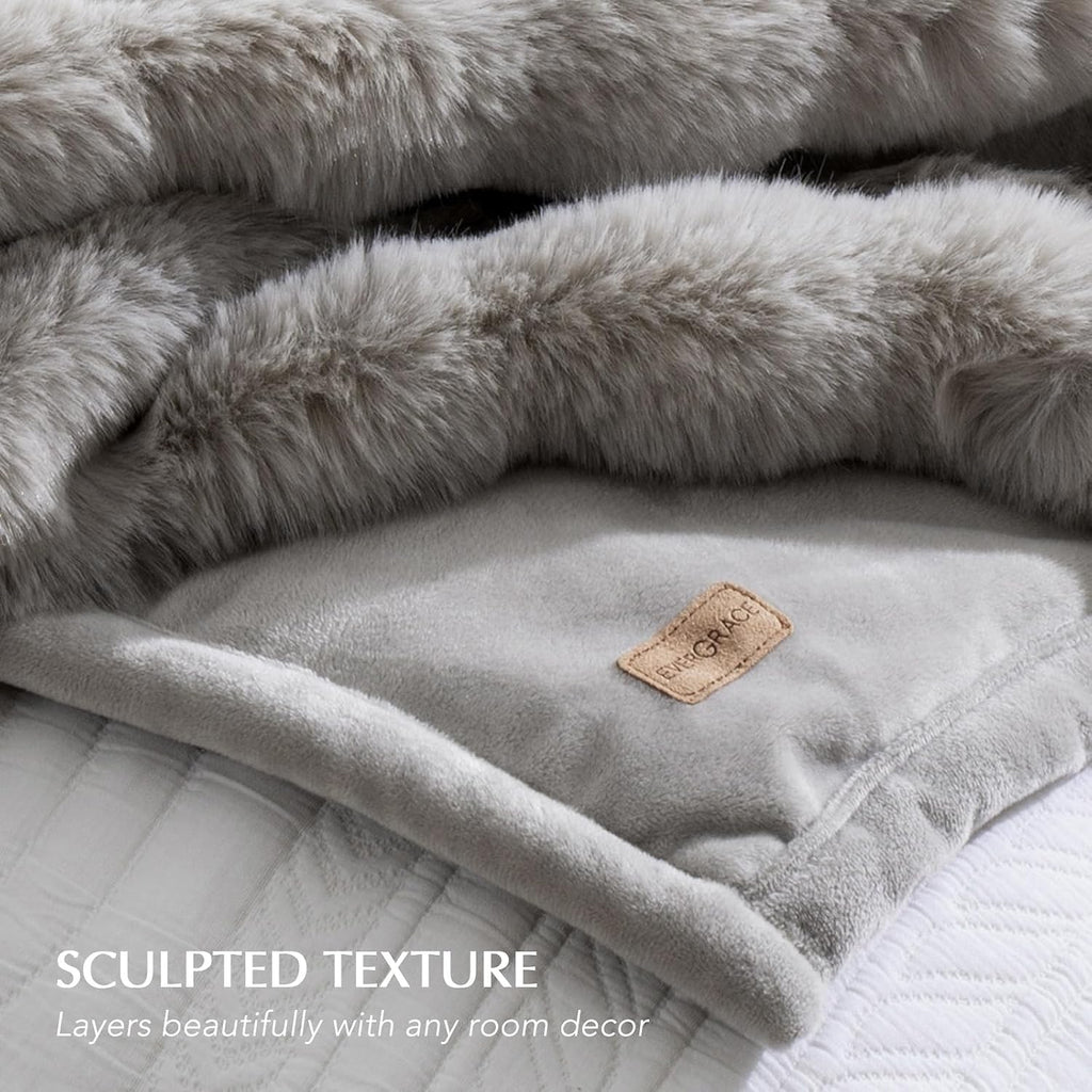 Faux Rabbit Fur Bubble Throw Blanket, 60"x80", Taupe | Ultra Soft, Luxury Faux Rabbit Fur Throw, Thick Warm Bubble