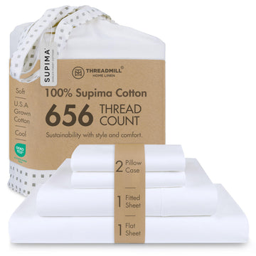 656 Thread Count Supima Cotton Sheet Set, Sateen, White