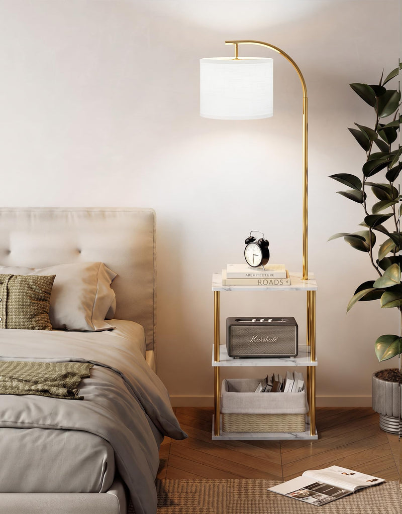Floor Lamp with Table 2-Pack, Nightstands End Side Table