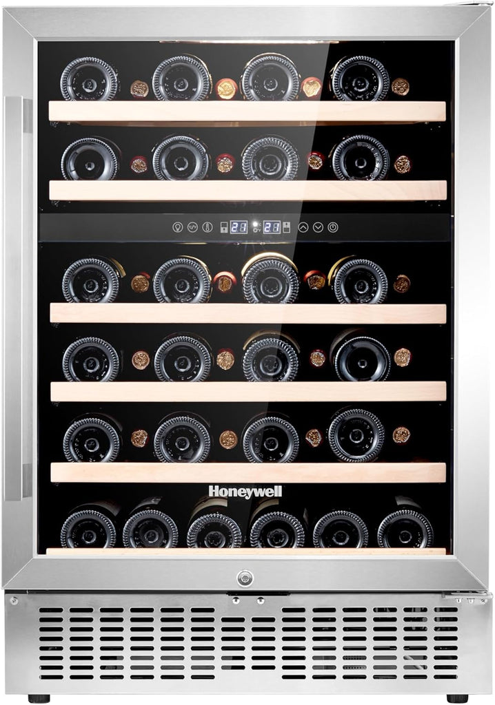 46 Bottle Dual Zone Compressor Wine Cooler Refrigerator, Large Freestanding Wine