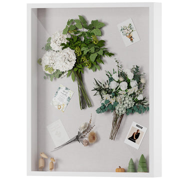 16x20 Large Shadow Box Wood Picture Frame, Tempered Glass, White