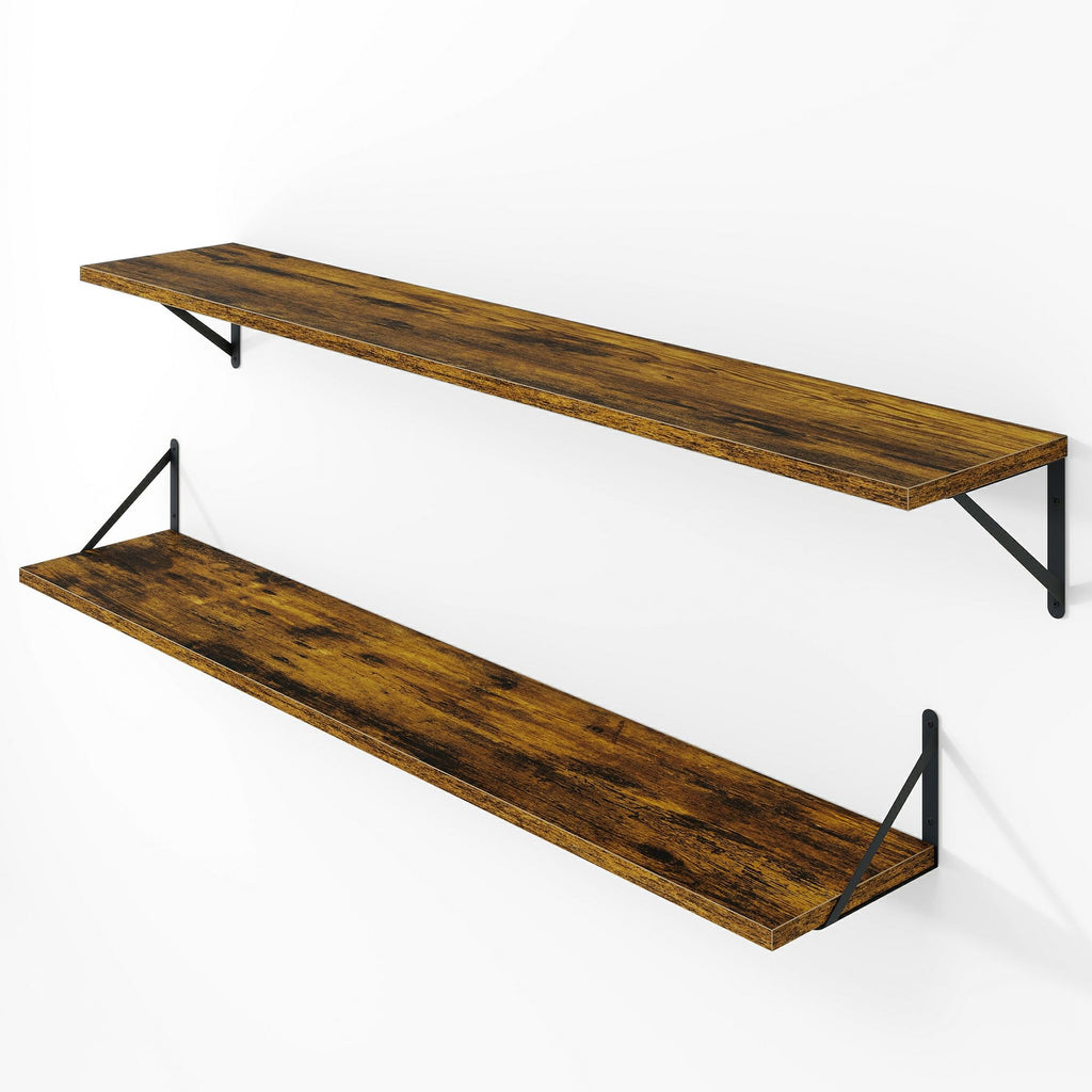 Deep Floating Shelves for Wall, 48W x 8D Wood Wall Shelves Set of 2, Wide Floating Bookshelf and Decor Storage, with