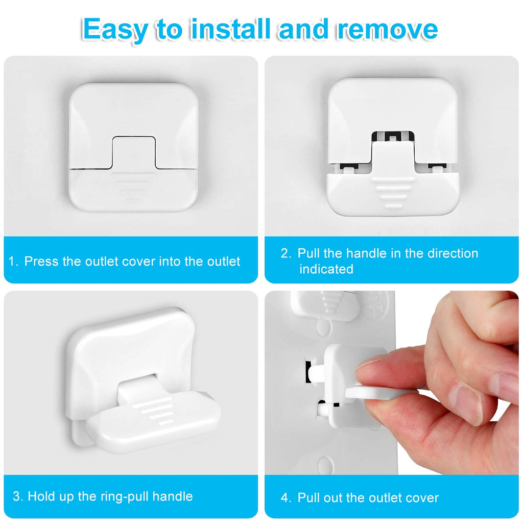 Mom's Choice Gold Awards Winner - Outlet Covers with Hidden Pull Handle Baby Proofing Plug Covers (45 Pack) 3-Prong