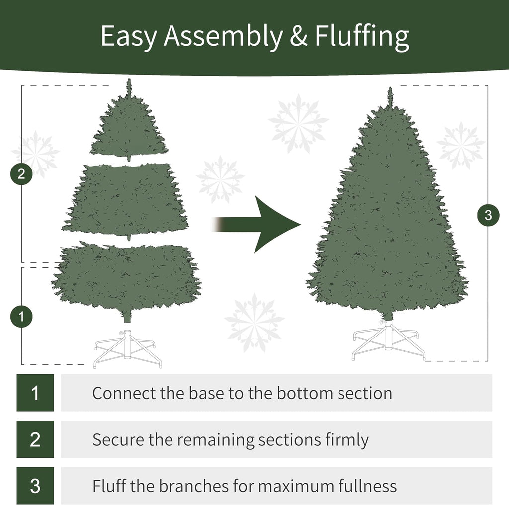 7.5ft Pre-Lit Aspen Fir Artificial Christmas Tree with 700 Clear Lights, 1319 Realistic Dense Branch Tips, Easy Setup