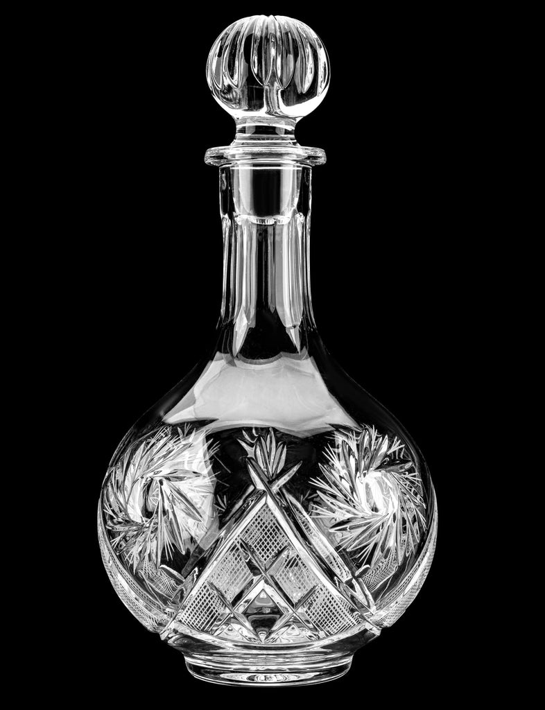 D4184, 16-Oz Hand Made Vintage Russian Crystal Decanter, Liquor Carafe