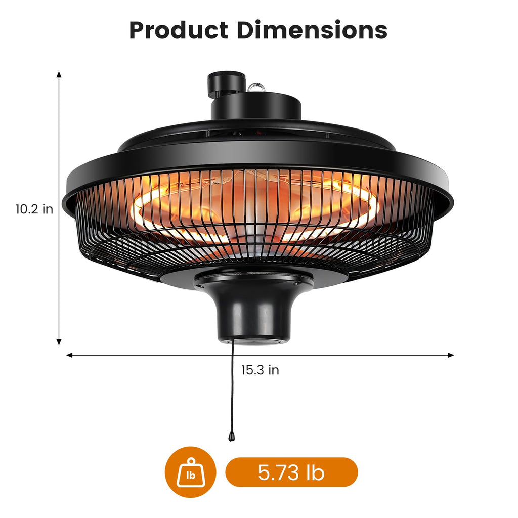 1500W Electric Ceiling Heater , Gazebo & Greenhouse