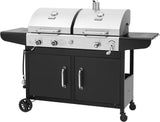 Propane and Charcoal Grill Combo with Side Shelves, Dual Fuel BBQ Grill, 20,000 BTU for Patio, Garden, and Backyard
