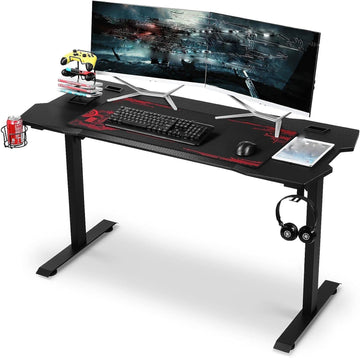55 Inch Gaming Desk Home Office Computer Desk Carbon Fiber Workstation with Pad