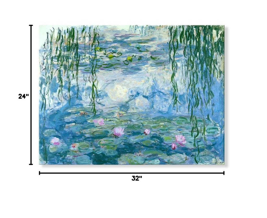 Water Lilies Floral Canvas Prints Wall Art by Claude Monet Flowers Reproduction Gallery Wrapped Giclee Framed Artwork