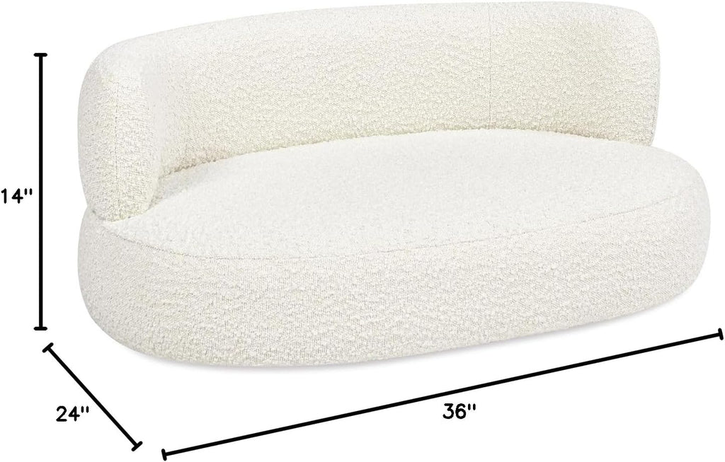36" Faux Sherpa Boucle Dog Sofa, Cat Sleeper Bed with Double Layer Foam, Puppy Couch with Curved Back for Pet