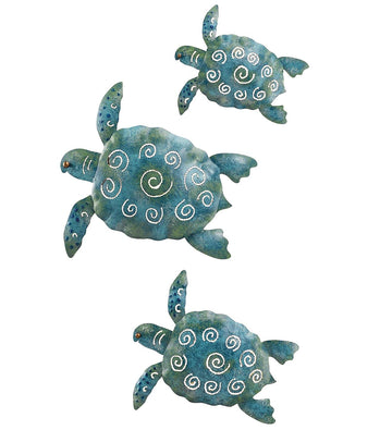 Art & Gift Sea Turtle Wall Décor, Handcrafted Metal Ocean-Inspired Art, Weather-Resistant Coastal Decor for Indoor &