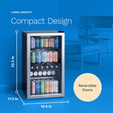Beverage Refrigerator and Cooler - Mini Fridge with Glass Door for Soda Beer or 