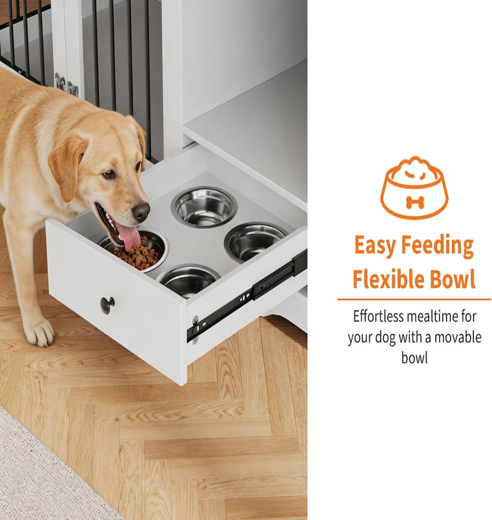 Dog Crate Furniture for 2 Dogs, Dog Crates for Large Dogs, White