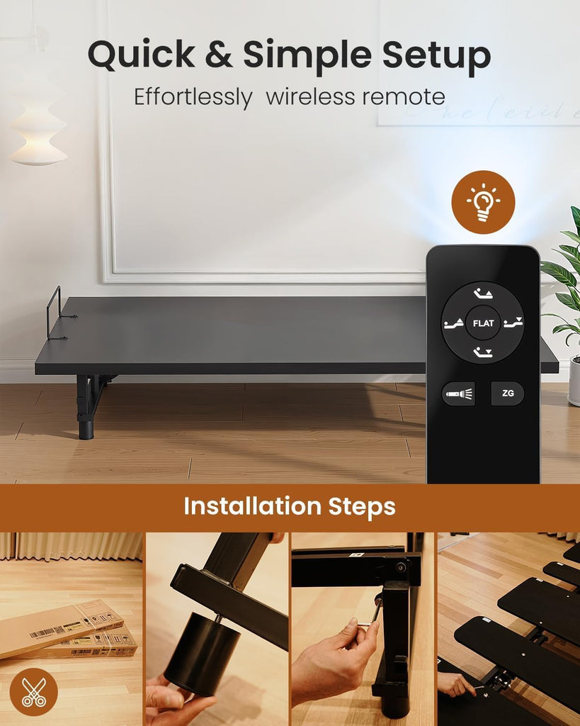 King Adjustable Bed Base Frame with Wireless Remote, Zero Gravity