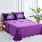 Purple Comforter Set King, Reversible Purple Rose 7 Pieces Bed in a Bag